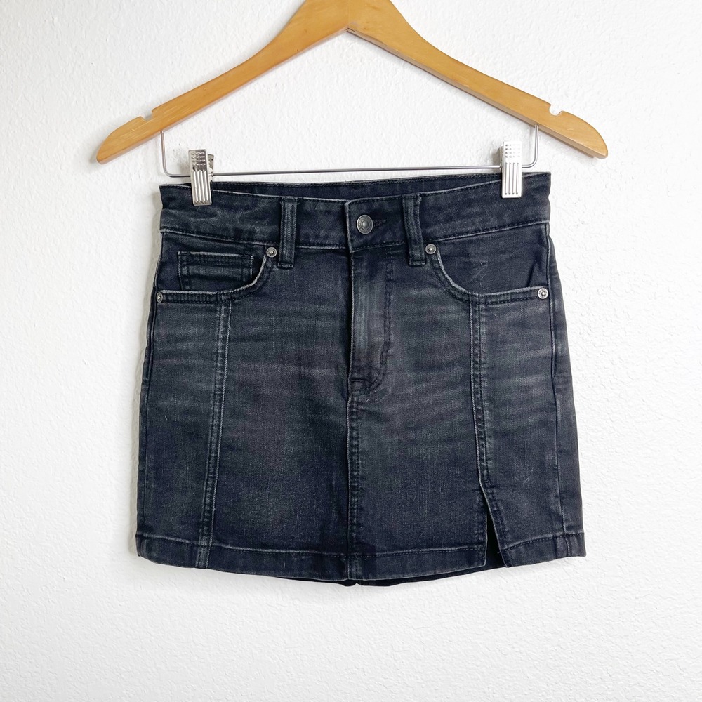 American Eagle High Rise Mini Denim Skirt Black Next Level Stretch‎ Size 0
